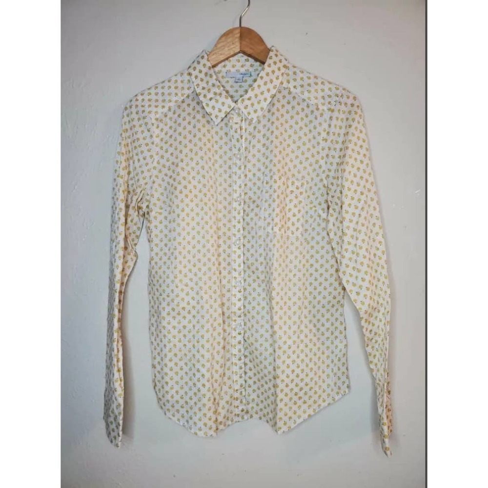 Halogen‎ Cotton Yellow Apple Print Blouse Vintage-inspired Size M